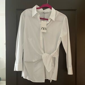 NWT Zara tie front white blouse